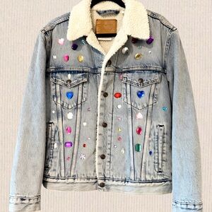 NWT Levi’s Sherpa Type III Reworked Jeweled Denim Jacket | Trend 2026 | Small